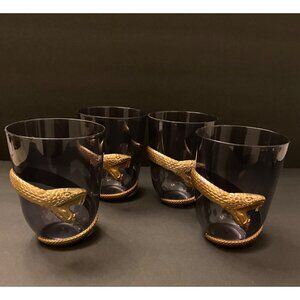Set of 4 Metallic Gold look 3D Snake Cleopatra Cups plastic Party Glasses 3-D